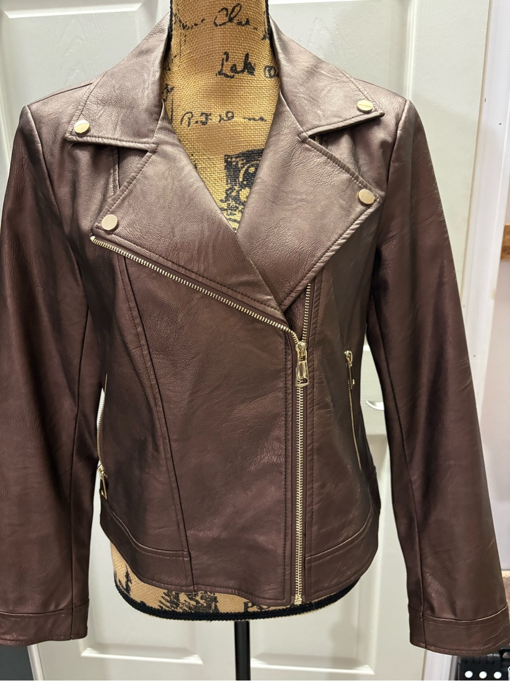 Joseph Ribkoff  Bronze Leather Moto Jacket